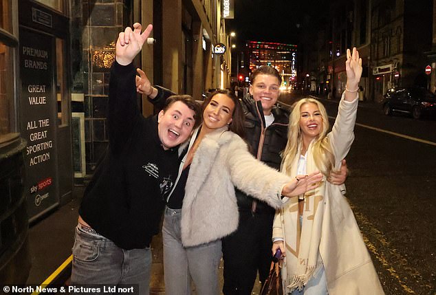 A group of friends smiled and waved as they danced the night away in Newcastle