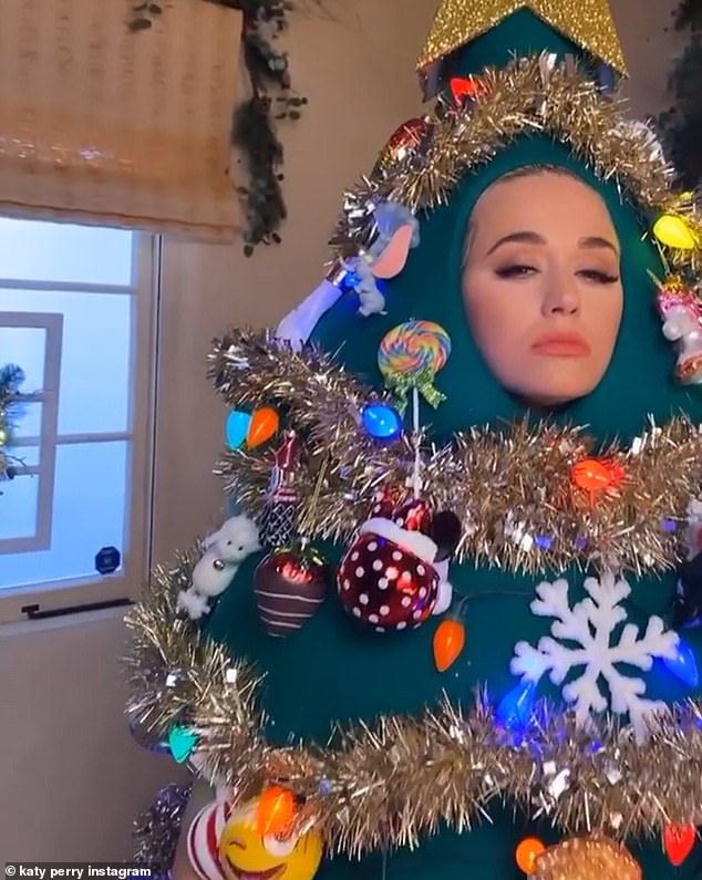 This is not the first Katy to dress up in a quirky costume during the holidays, previously she dressed up as a Christmas tree