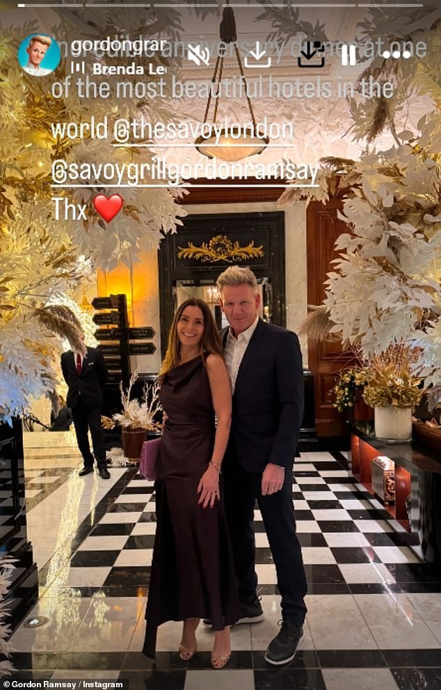 Earlier in the day, Gordon shared a loved-up post on Instagram of Tana celebrating their 28th wedding anniversary