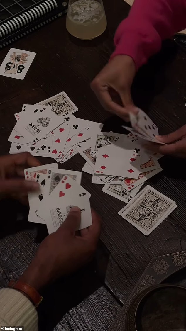 At the party, the family took part in wholesome games — including using 818 Tequila-themed playing cards — as seen in one of founder Kendall's social media posts