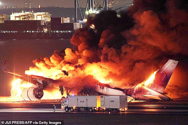 All 379 passengers and crew aboard Japan Airlines' Airbus A350 escaped safely through evacuation chutes, minutes before the plane was engulfed by fire