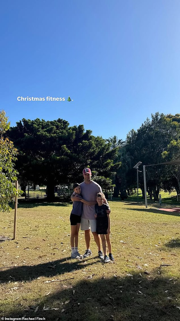 Rachael also shared a photo of her workout family happily posing after Christmas