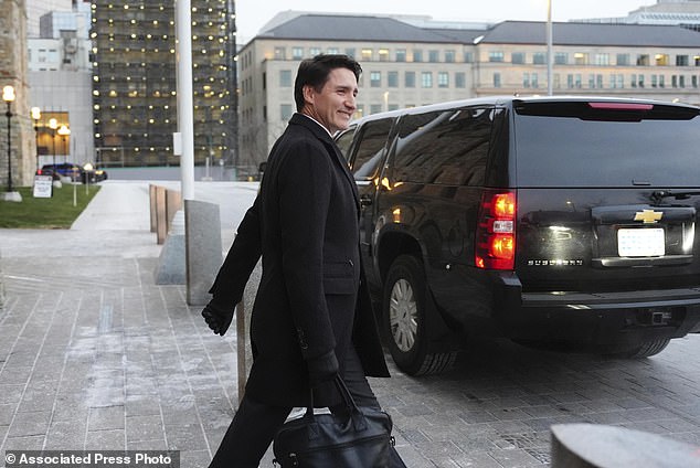 As for the embattled Trudeau, he is not expected to announce a decision on his future until the new year. In the photo, Trudeau leaves Friday after a cabinet meeting on Parliament Hill in Ottawa