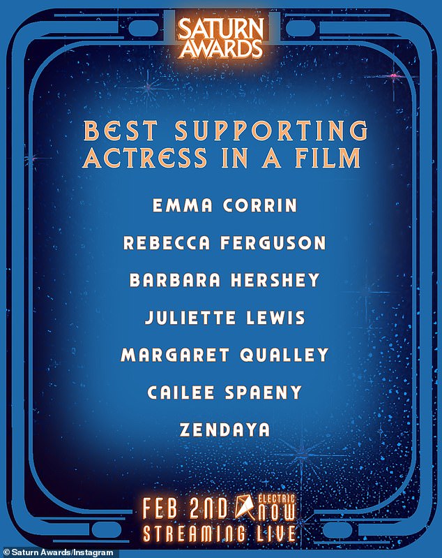 On December 5, Hershey (née Herzstein) scored a nomination for Best Supporting Actress in a Motion Picture at the 52nd Saturn Awards, which take place on February 2 at Hilton Universal City in Los Angeles.