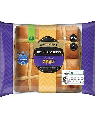 Cadbury Caramilk hot cross buns