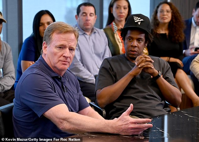 The 65-year-old NFL commissioner (L, pictured in 2019) hired the Brooklyn-born rap mogul as a live music entertainment strategist in 2019, which is exactly how Beyoncé scored her televised appearance on Wednesday.