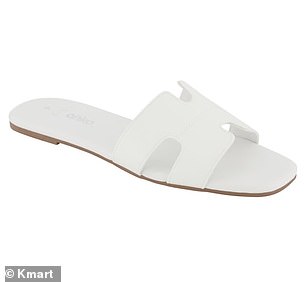 Kmart's cutout detail slides [pictured] look strikingly similar to Hermès' iconic $1,295 Oran sandals