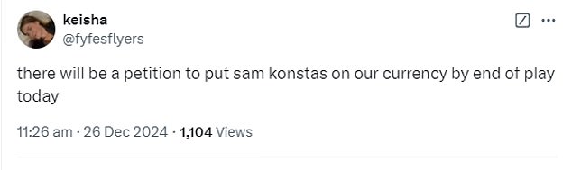 One fan was so impressed she called for Konstas' image to be put on Aussie currency