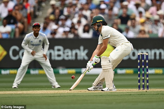 Konstas wowed the crowd and left India in turmoil as he started to smash the world's best bowler, Jasprit Bumrah, with incredible ramp shots (pictured)