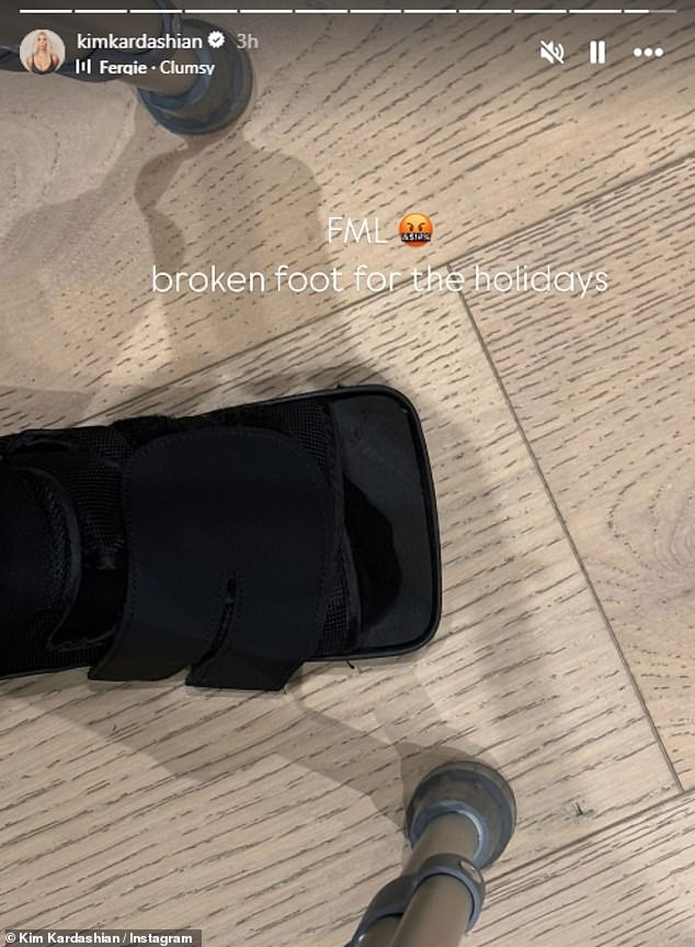 Earlier this month, Kim revealed for the first time that she had hurt her foot by uploading a photo to her Instagram Stories