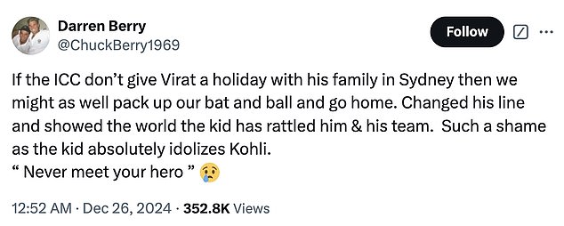 Fans took to X to express their frustration over Kohli's lenient sanction after his clash with Konstas