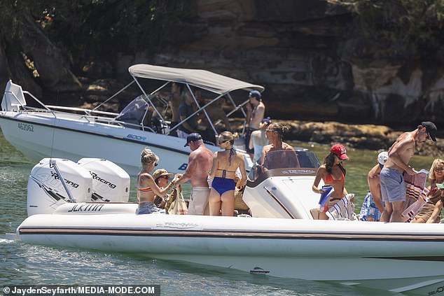 The group was spotted boarding the luxury ship near Justin's $100 million Vaucluse mansion, where he and Madeline plan to raise their unborn child.