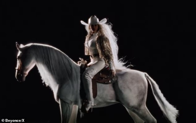 Beyoncé – who has 423.6 million followers on social media – cryptically captioned the slow-motion clip: 'Look at that horse'