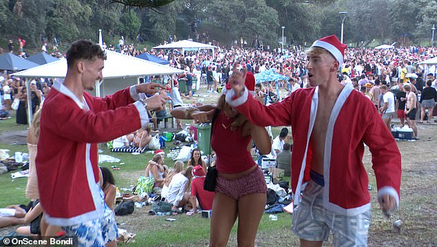 Many of the revelers partying on Sydney's beaches on Christmas Day were backpackers and other tourists