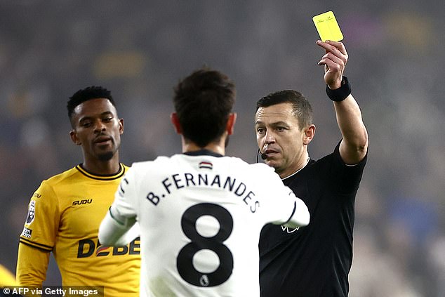 Captain Bruno Fernandes was sent off for the third time this season shortly after halftime