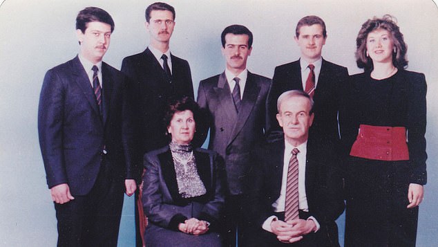 Bassel (pictured center) was the original heir apparent to the Syrian presidency before he was killed in a car accident in 1994, prompting Assad to return from London, where he was working as an ophthalmologist, to take on the political role.