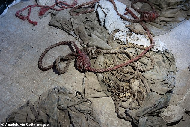 Ropes are scattered across the floor of the prison, which has become infamous for its brutal treatment of prisoners