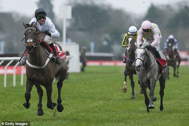 The Nicky Henderson-trained horse has won the Grade One-rated Christmas Hurdle three times, flying three lengths past Lossiemouth (right)