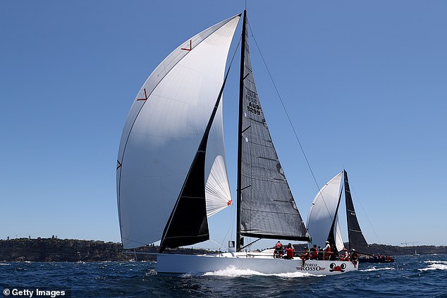 The sailor was found thanks to a distress beacon that helped track them (photo: the Porco Rosso leaving Sydney on Boxing Day)