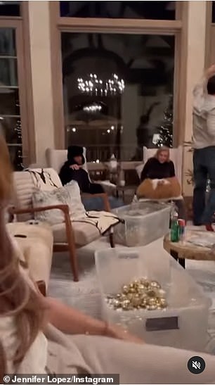 On Christmas Eve, Lopez posted a video of everyone relaxing in the living room