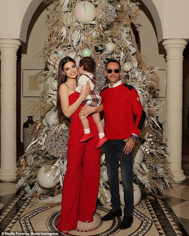 Marc (R) spent Christmas in Miami with his fourth wife Nadia Ferreira Muñiz (L) and the youngest of his six children from four different women, 18-month-old son Marco (M)