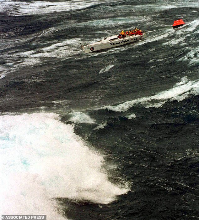 With a second man killed this year, the tragedies brought back memories of the 1998 race, where waves of up to 20 meters crashed onto the field (pictured)