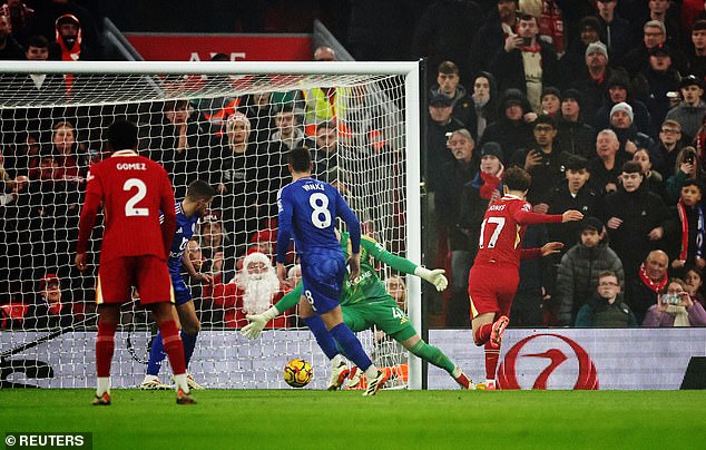 Curtis Jones put Liverpool ahead for the first time with a well-taken finish after the break