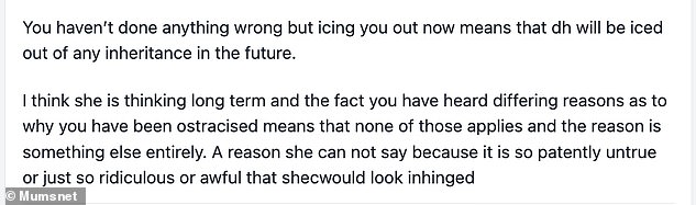 Many rushed to the comments to give her some advice, with some suggestions, maybe her sister-in-law freezes her out of the inheritance