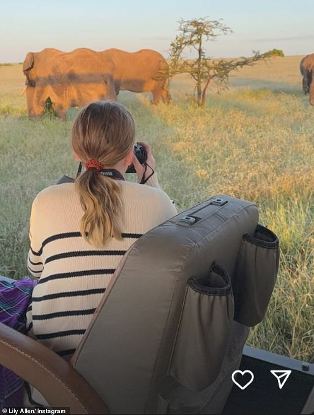 She also shared photos of the trio riding around on a cart while taking photos of wildlife in the area