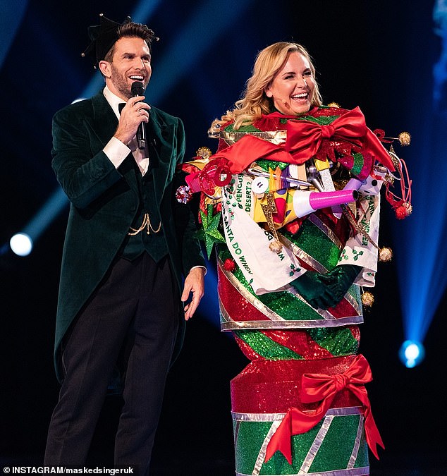 The TV presenter, 39, appeared on the festive Boxing Day special dressed as a Christmas cracker and sang The Ronettes' Sleigh Ride to the judges.