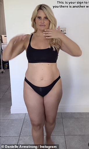 The former TOWIE star shared her stunning transformation 17 months after the birth of her second child (pictured previously)