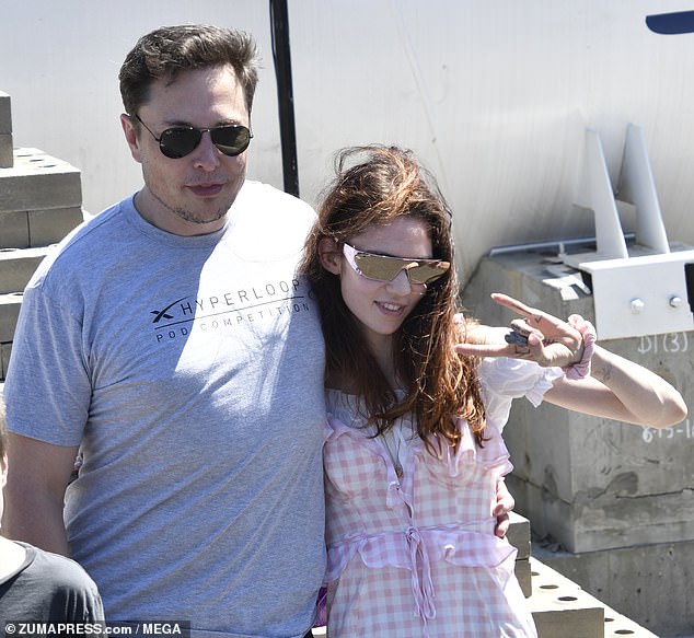 Musk and Grimes, seen here in July 2018, share two sons, X Æ A-Xii and Techno Mechanicus, as well as a daughter Exa Dark Sideræl together