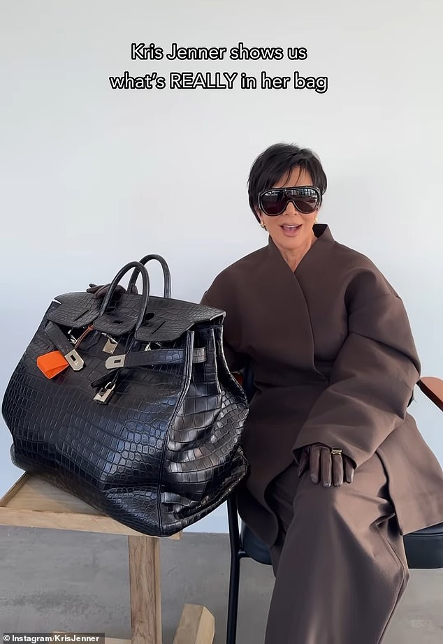 Kris Jenner showed off her massive, rare Birkin work worth $200,000 as she plugged her 'essential' Kardashian brand products