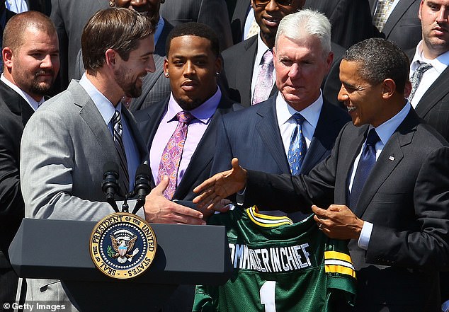 Earlier in 2011, Obama had to welcome rivals Green Bay Packers to the White House