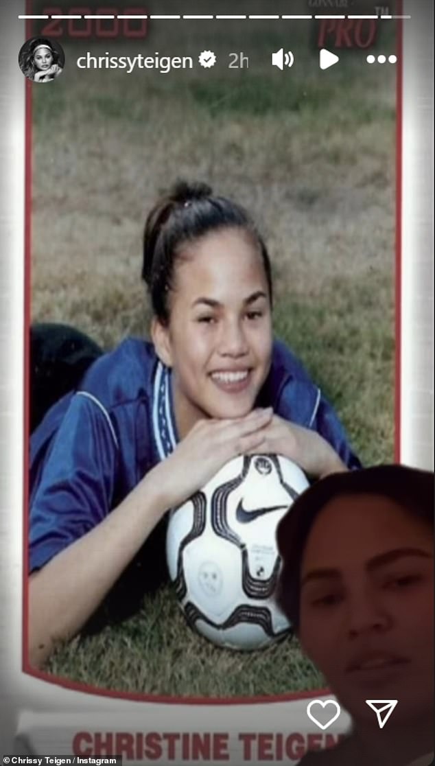 She then shared a throwback photo of herself in a football kit before a match, adding: 'Does this look like the face of someone who doesn't know football?'