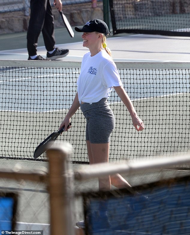 The lovebirds played pickleball together for a fun couples outing