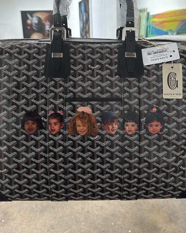 Kylie also revealed she gifted a custom Goyard bag with photos of her siblings' heads as children to her mother Kris Jenner, 69