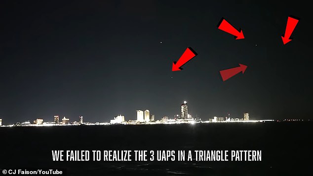 Looking back towards Atlantic City, three drones could be seen hovering above the skyline