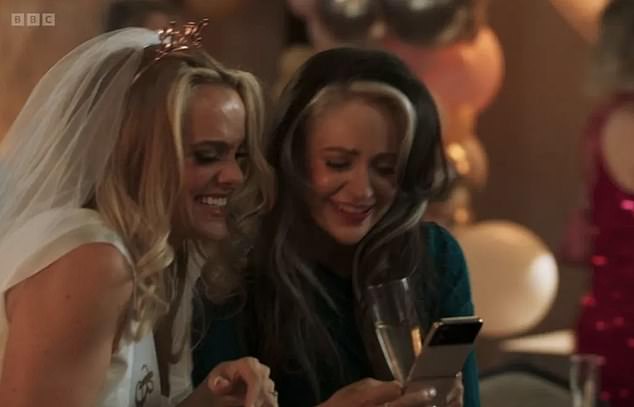 Sonia's bridesmaid Anna, played by Lauren Cornelius (right), also explained how the plot was kept under wraps, with nothing given away until the first read.