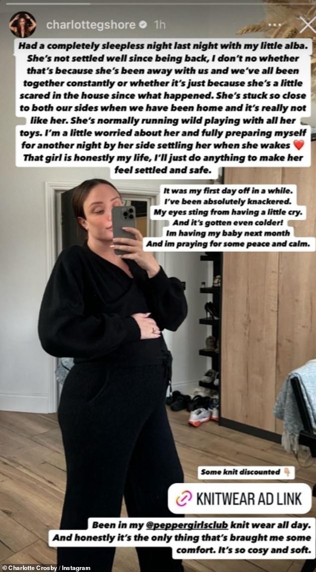 The pregnant star has since revealed her daughter Alba, two, is struggling to settle down at night after the terrifying home invasion robbery last month