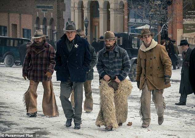 Pictured: Harrison Ford and his co-stars on the 1923 set