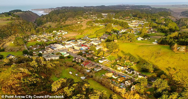 A drone photo showing almost all of Point Arena, a town of 451 inhabitants