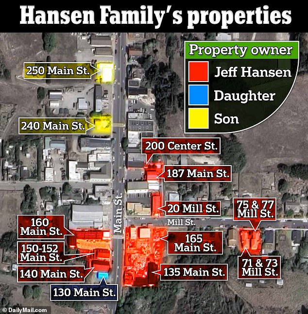 Pictured: All Point Arena properties owned by Hansen and his two children, a son and a daughter