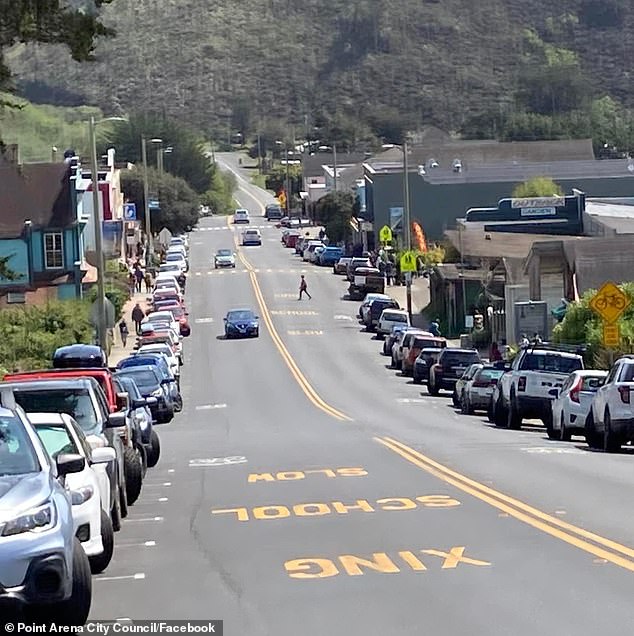 Pictured: A street-level view of Main Street in Point Arena. The busiest stretch of road with shops, restaurants and a movie theater is less than a quarter mile long