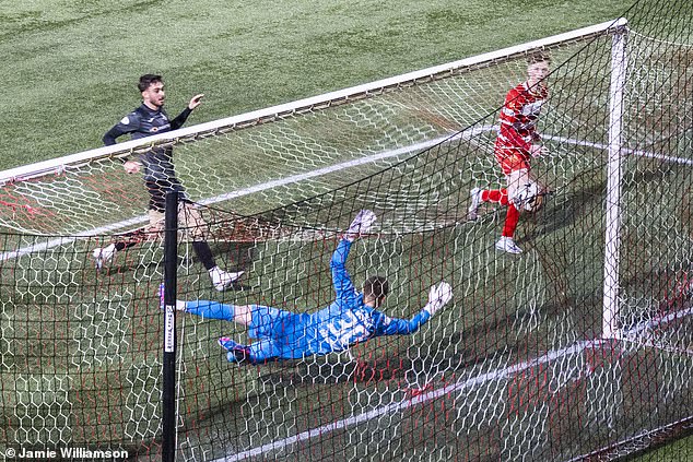 Oli Shaw scores his first against Airdrie and manager John Rankin says the best is yet to come