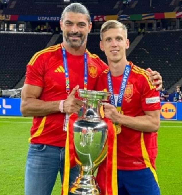 Olmo's agent Andy Bara (left) was in Manchester this week after Premier League clubs were informed of the midfielder's situation