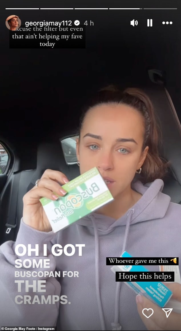 A few hours later, Georgia appeared in her car without makeup to give her fans an update and show off what she had bought in hopes of a speedy recovery.