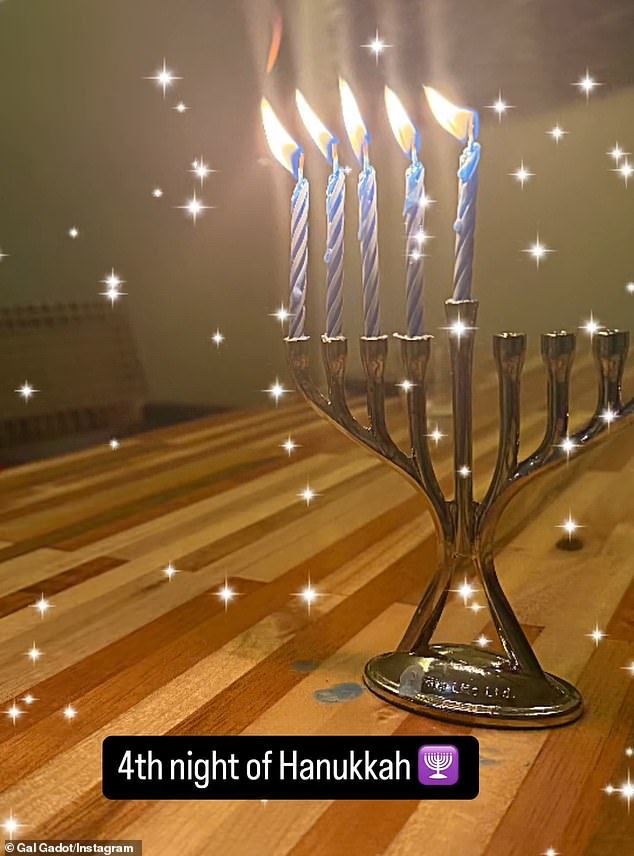 On Saturday, Gadot and her husband of 16 years, Jaron Versano, celebrated the fourth night of Hanukkah with their children