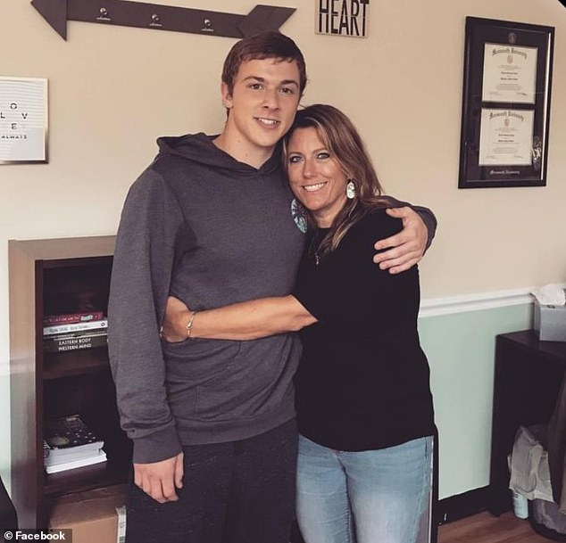 Garrity is seen here with his mother, Amy, who also addressed the court when Zarka was sentenced