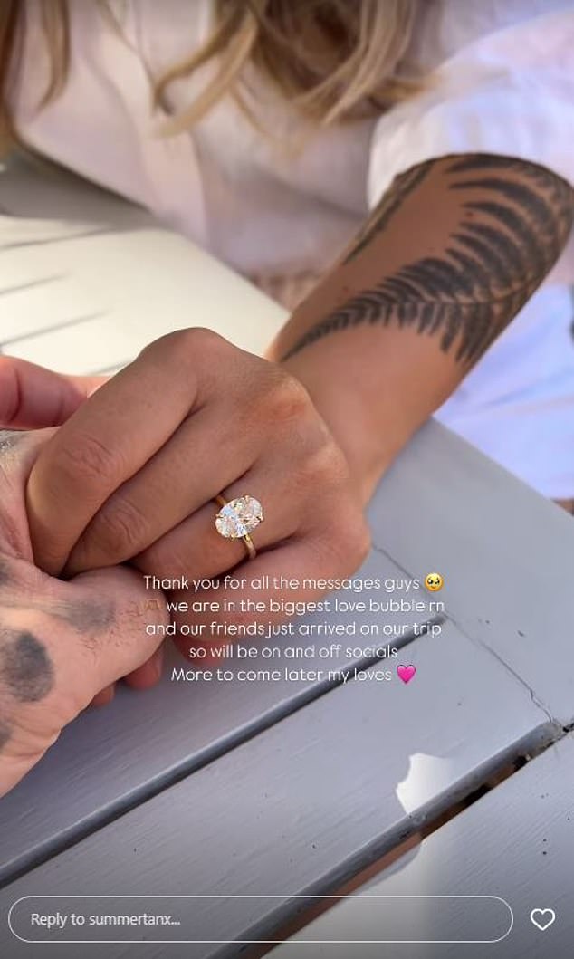 The former reality star, 30, subtly revealed the exciting news via her Instagram Story on Sunday while on holiday with her boyfriend.